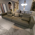 Structured Grid-Stitched Modular Top-Grain Leather Sofa with Deep Lounge Seating